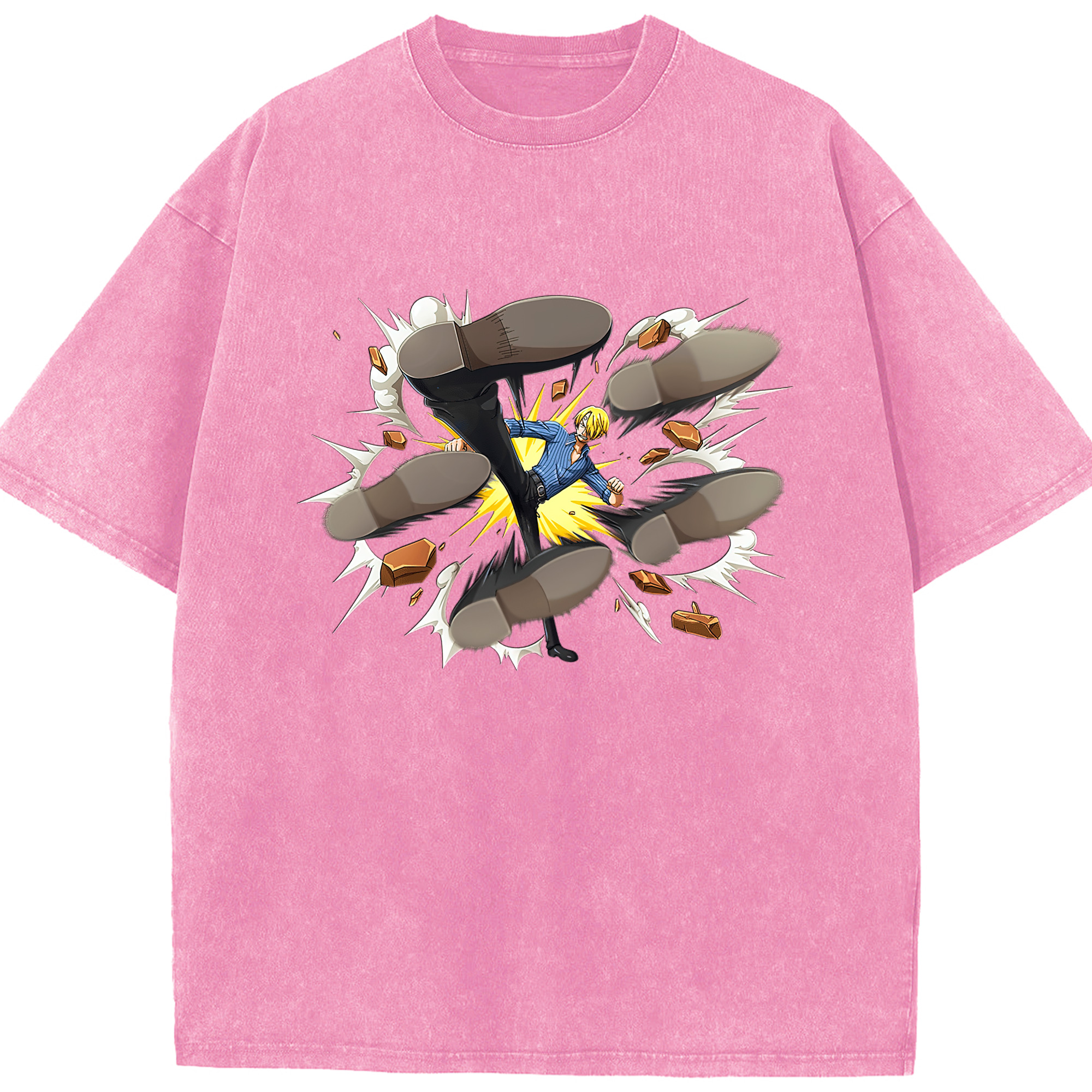 （画像用） ワンピース サンジ ONE PIECE Sanji 綿100% ヴィンテージ風 半袖Tシャツ（フロントプリント）